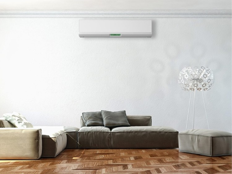 Split system air conditioner in room